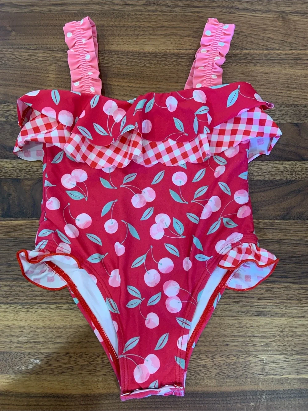 Matilda Jane Enchanted Garden Doerun Cherry One-Piece Swimsuit 18-24 months VGUC